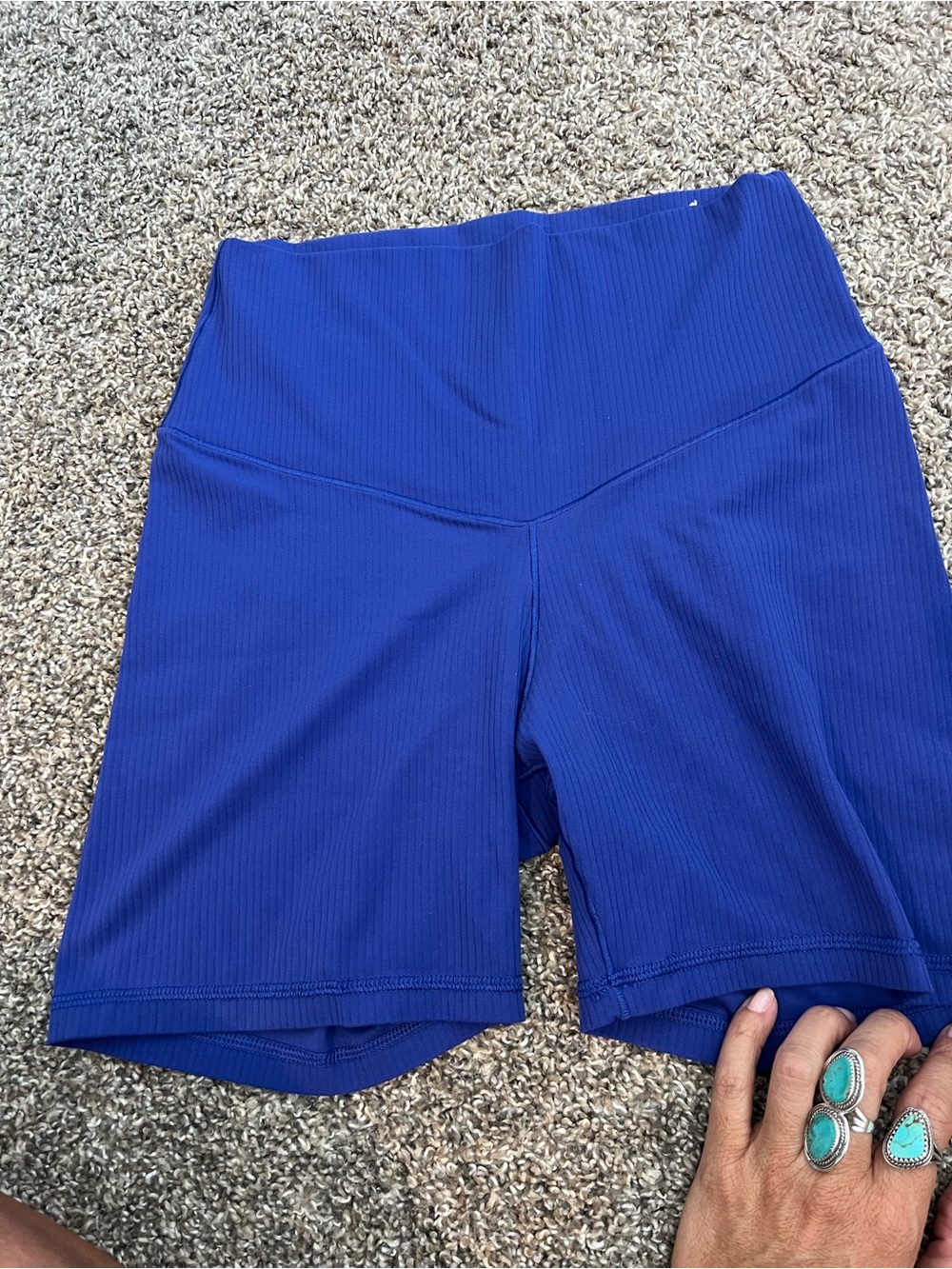 aerie Ribbed High-Waist Bike Shorts - Blue